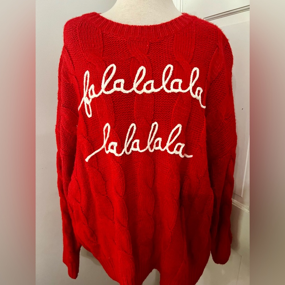 Red Cable Knit Christmas Sweater